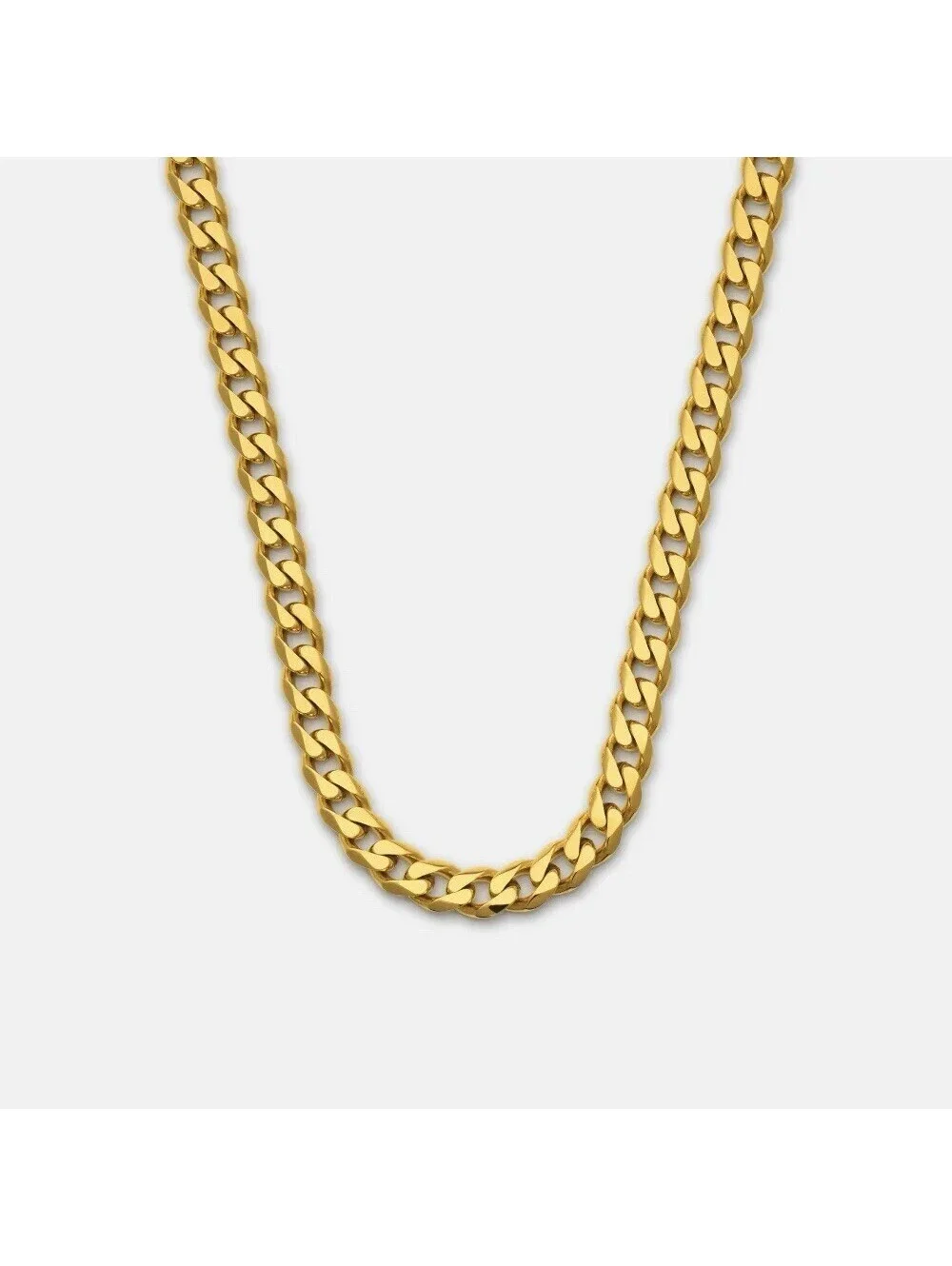 Ridge Curb Chain 18K Gold Over Stainless Steel 22” Necklace 8.5” Bracelet set